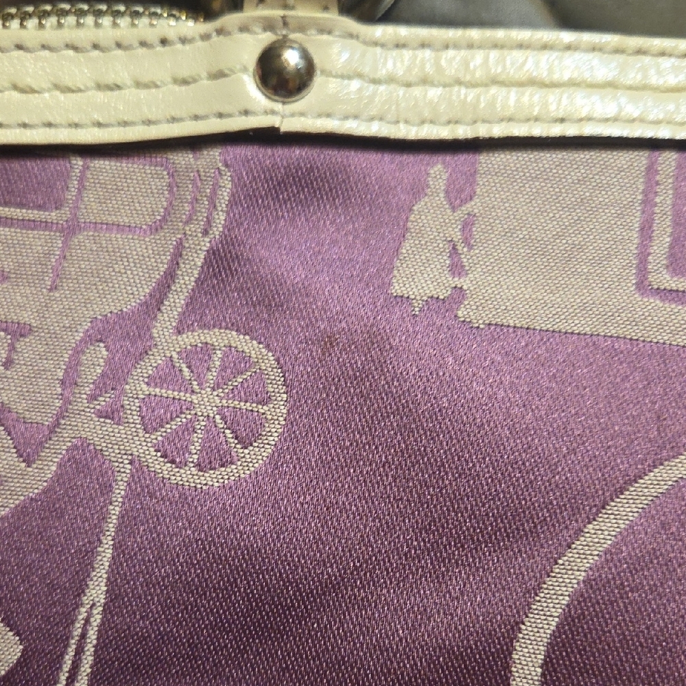 Coach Purple and Cream Shoulder Bag - Picture 4 of 14